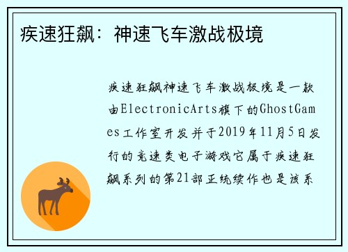 疾速狂飙：神速飞车激战极境